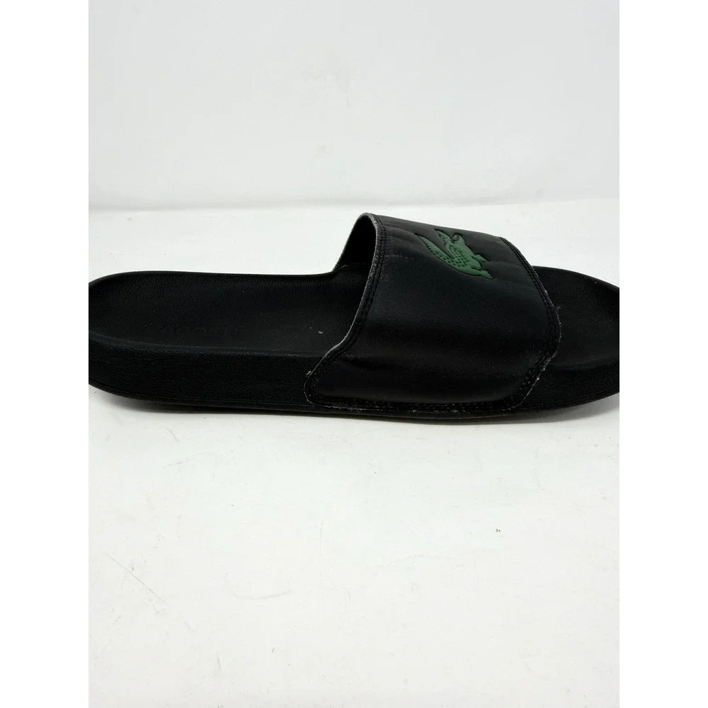 Lacoste Slide Sandals Mens Black Green Crocodile Logo Sporty Casual Shoes SZ 7